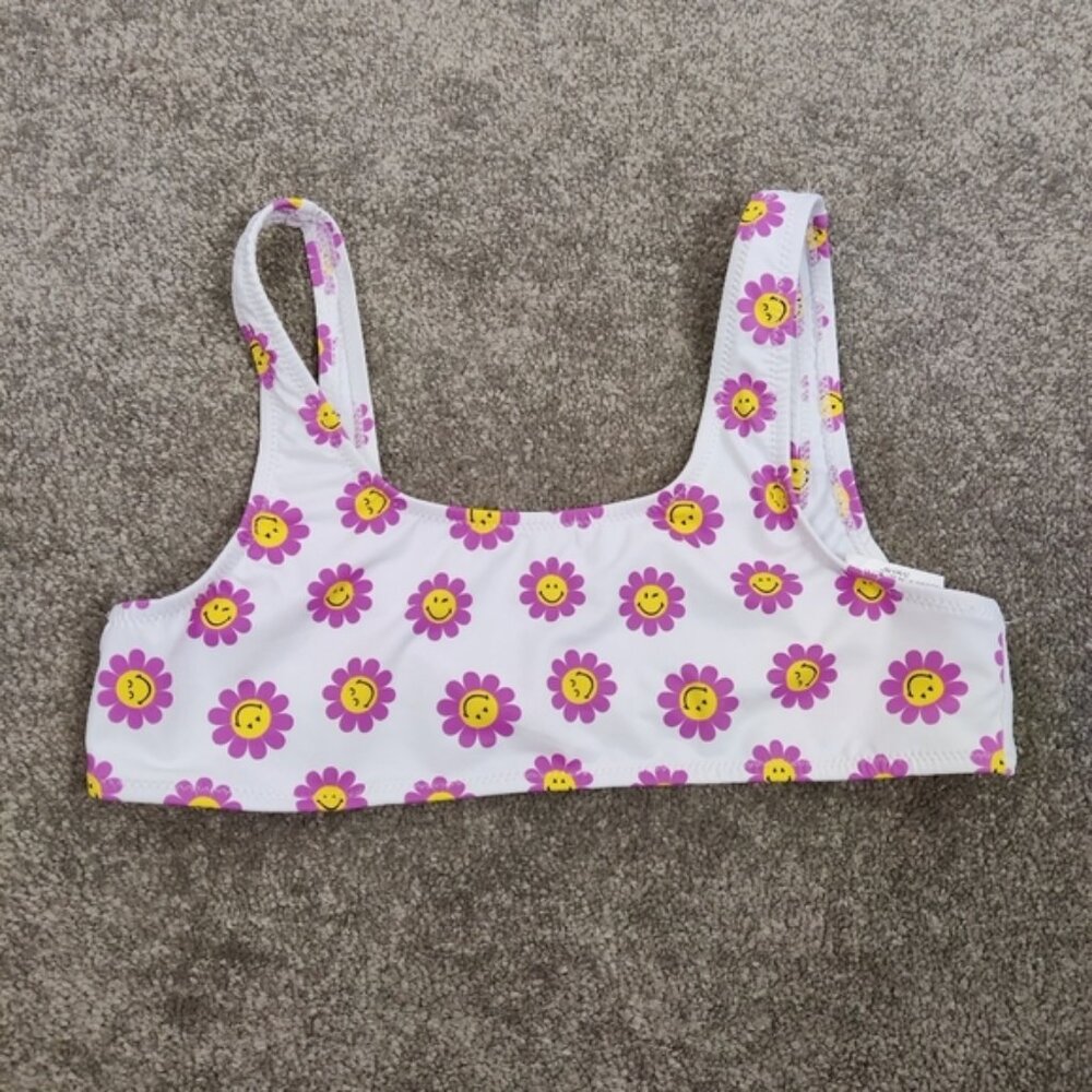 Zara Kids Bikini Top Size 13 14 Years Old Smiley Flower Face NEW